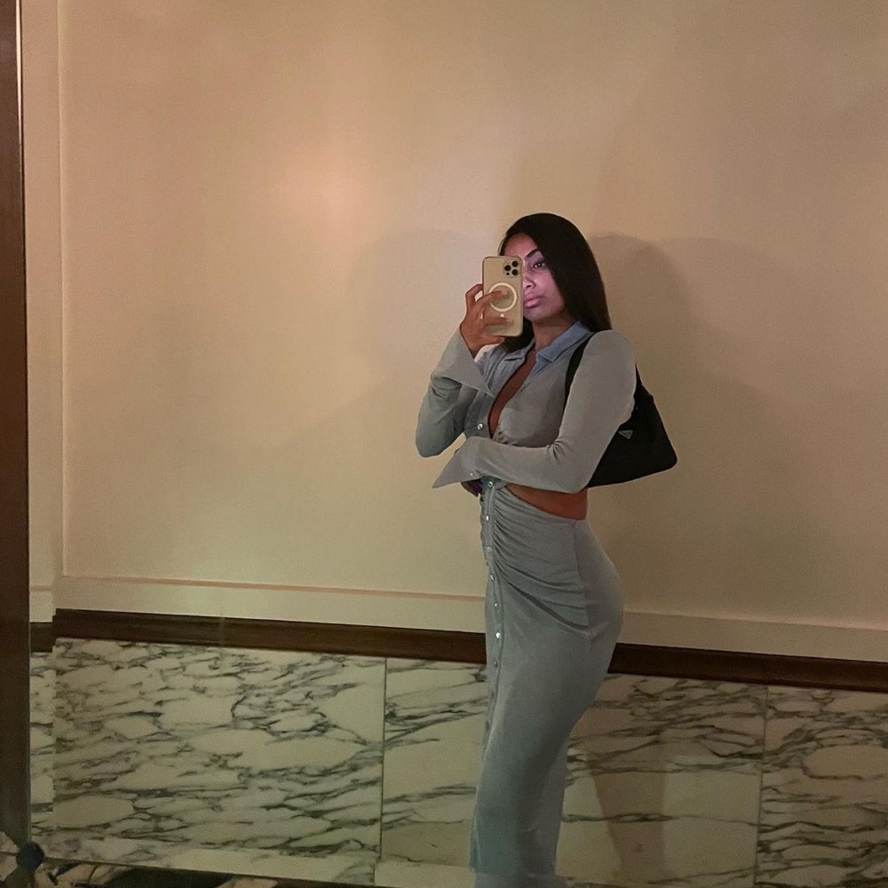 Blue silky boutique dress